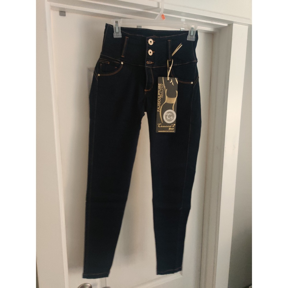 Trucco's Jeans Fajisculpture Reductor High Waist Skinny Jeans Dark‎ Wash Women 8